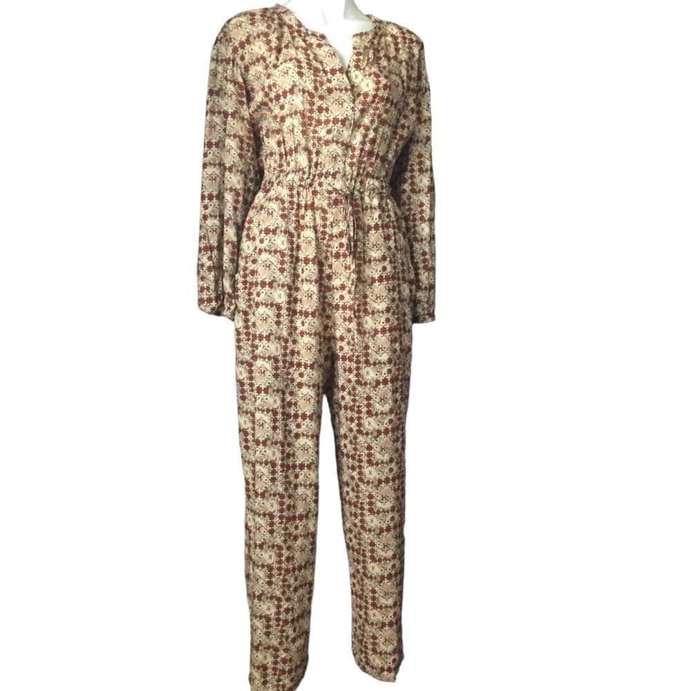 Symmetry Kaleidoscope Geometric Flowy 100% Cotton Jumpsuit Nwt